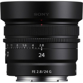Sony FE 24mm F2.8 G lens with metal mount and focus ring