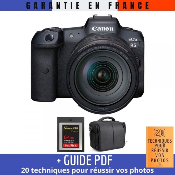 Canon EOS R5 + RF 24-105mm f/4L IS USM + SanDisk 64GB Extreme PRO CFexpress Type B + Bag|MCZ DIRECT