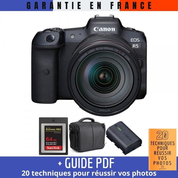 Canon EOS R5 + RF 24-105mm f/4L IS USM + SanDisk 64GB Extreme PRO CFexpress Type B + LP-E6NH + Bag|MCZ DIRECT