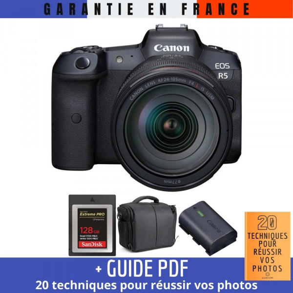 Canon R5 + RF 24-105mm F4L IS USM + SanDisk 128GB Extreme PRO CFexpress Type B + LP-E6NH + Sac - Appareil Photo Professionnel-2