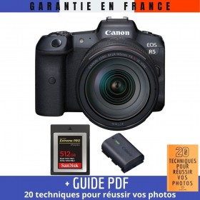 Canon EOS R5 + RF 24-105mm f/4L IS USM + SanDisk 512GB Extreme PRO CFexpress Type B + Canon LP-E6NH - Contenido de la caja 2