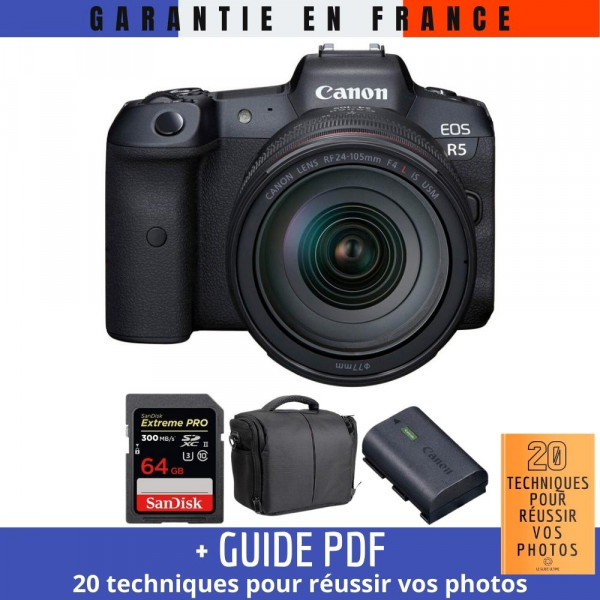 Canon R5 + RF 24-105mm F4L IS USM + SanDisk 64GB UHS-II SDXC 300 MB/s + Canon LP-E6NH + Sac - Appareil Photo Professionnel-2