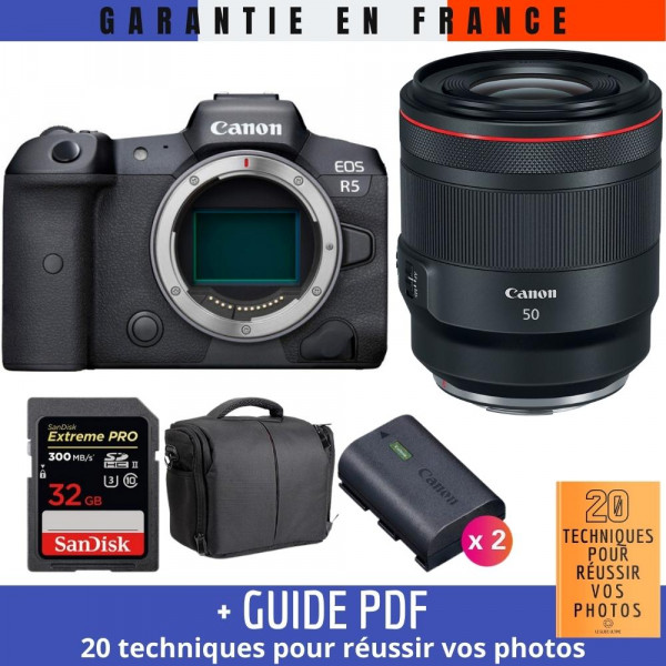 Canon EOS R5 + RF 50mm f/1.2L USM + SanDisk 32GB UHS-II SDXC 300 MB/s + 2 Canon LP-E6NH + Bag-2