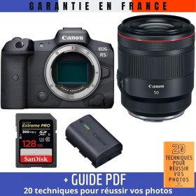 Canon EOS R5 + RF 50mm f/1.2L USM + SanDisk 128GB Extreme PRO UHS-II SDXC 300 MB/s + Canon LP-E6NH - Contenido de la caja 2
