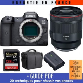 Canon EOS R5 + RF 50mm f/1.2L USM + SanDisk 128GB UHS-II SDXC 300 MB/s + Canon LP-E6NH + Bolsa - Contenido de la caja 2