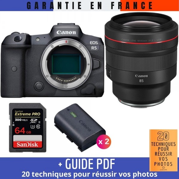 Canon R5 + RF 85mm F1.2L USM + SanDisk 64GB Extreme PRO UHS-II SDXC 300 MB/s + 2 Canon LP-E6NH - Appareil Photo Professionnel-2
