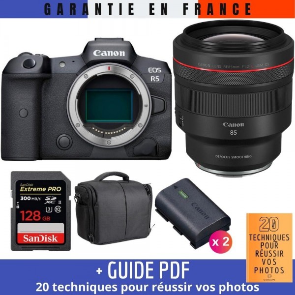 Canon R5 + RF 85mm F1.2L USM DS + SanDisk 128GB UHS-II SDXC 300 MB/s + 2 Canon LP-E6NH + Sac - Appareil Photo Professionnel-2