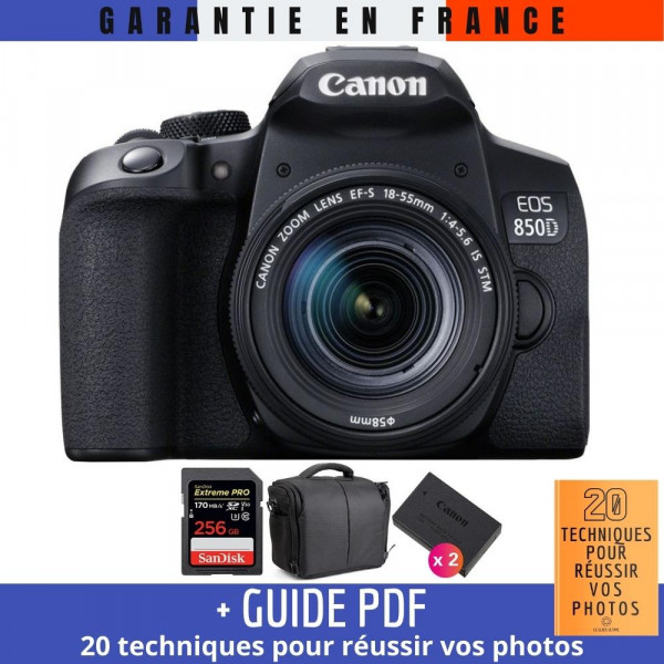 Canon 850D + EF-S 18-55mm F4-5.6 IS STM + SanDisk 256GB Extreme UHS-I SDXC 170 MB/s + 2 LP-E17 + Sac - Appareil photo Reflex-2