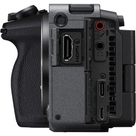 Sony FX30 vue de côté avec ports HDMI et USB-C, détails sur la connectique Sony FX30 vue de côté avec ports HDMI et USB-C, détails sur la connectique