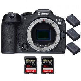 Canon EOS R7 + 2 SanDisk 32GB Extreme PRO UHS-II SDXC 300 MB/s + 3 Canon LP-E6NH - Mirrorless APS-C camera-1