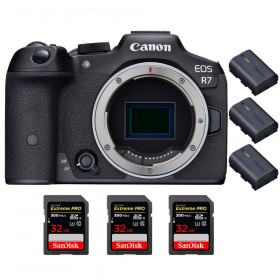 Canon EOS R7 + 3 SanDisk 32GB Extreme PRO UHS-II SDXC 300 MB/s + 3 Canon LP-E6NH - Appareil Photo Hybride-1