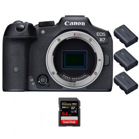 Canon EOS R7 + 1 SanDisk 64GB Extreme PRO UHS-II SDXC 300 MB/s + 3 Canon LP-E6NH - Appareil Photo Hybride-1