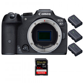 Canon EOS R7 + 1 SanDisk 64GB Extreme PRO UHS-II SDXC 300 MB/s + 3 Canon LP-E6NH - Mirrorless APS-C camera-1