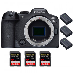 Canon EOS R7 + 3 SanDisk 64GB Extreme PRO UHS-II SDXC 300 MB/s + 3 Canon LP-E6NH - Mirrorless APS-C camera-1