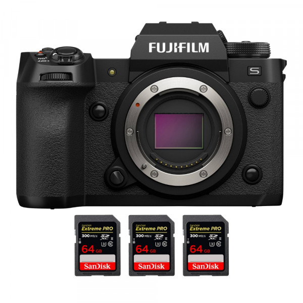Fujifilm X-H2S + 3 SanDisk 64GB Extreme PRO UHS-II SDXC 300 MB/s - APS-C Mirrorless Camera-1