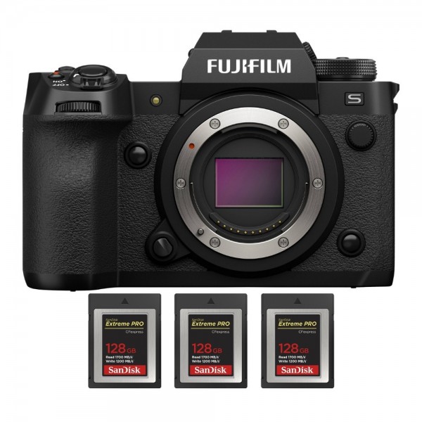 Fujifilm X-H2S + 3 SanDisk 128GB Extreme PRO CFexpress Tipo B - Dispositivo fotográfico APS-C Fujifilm Fujifilm X-H2S 2.772,00 € MCZ DIRECT