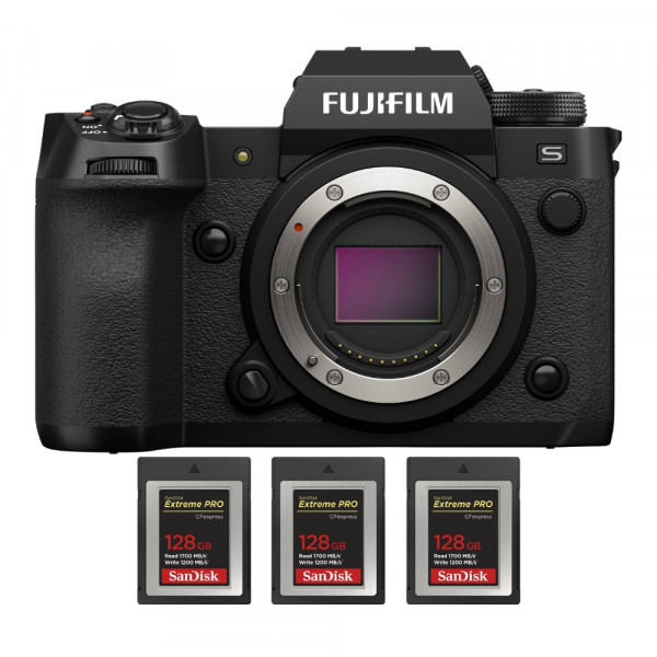 Fujifilm X-H2S + 3 SanDisk 128GB Extreme PRO CFexpress Type B - Cámara APS-C-1