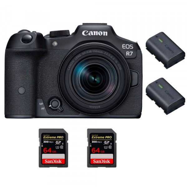 Canon EOS R7 + RF-S 18-150mm STM + 2 SanDisk 64GB Extreme PRO UHS-II SDXC 300 MB/s + 2 Canon LP-E6NH - Cámara mirrorless-1