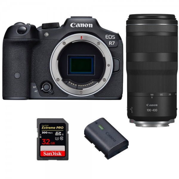 Canon EOS R7 + RF 100-400mm IS + 1 SanDisk 32GB Extreme PRO UHS-II SDXC 300 MB/s + 1 Canon LP-E6NH - Cámara mirrorless|MCZ DIRECT