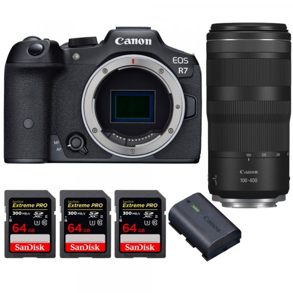 Canon EOS R7 + RF 100-400mm IS + 3 SanDisk 64GB Extreme PRO UHS-II SDXC 300 MB/s + 1 Canon LP-E6NH - Cámara mirrorless-1