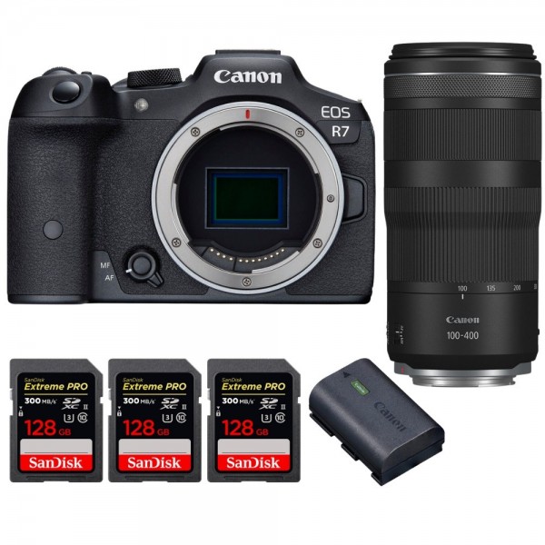 Canon EOS R7 + RF 100-400mm IS + 3 SanDisk 128GB Extreme PRO UHS-II SDXC 300 MB/s + 1 Canon LP-E6NH - Cámara mirrorless|MCZ DIRECT