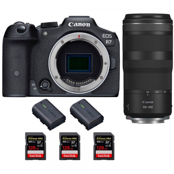 Canon EOS R7 + RF 100-400mm IS + 3 SanDisk 128GB Extreme PRO UHS-II SDXC 300 MB/s + 2 Canon LP-E6NH - Cámara mirrorless|MCZ DIRECT