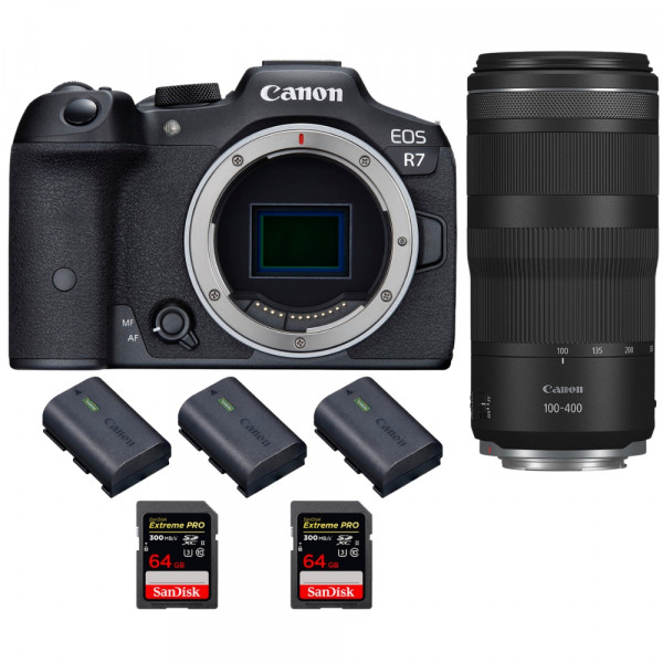 Canon EOS R7 + RF 100-400mm IS + 2 SanDisk 64GB Extreme PRO UHS-II SDXC 300 MB/s + 3 Canon LP-E6NH - Mirrorless APS-C camera-1