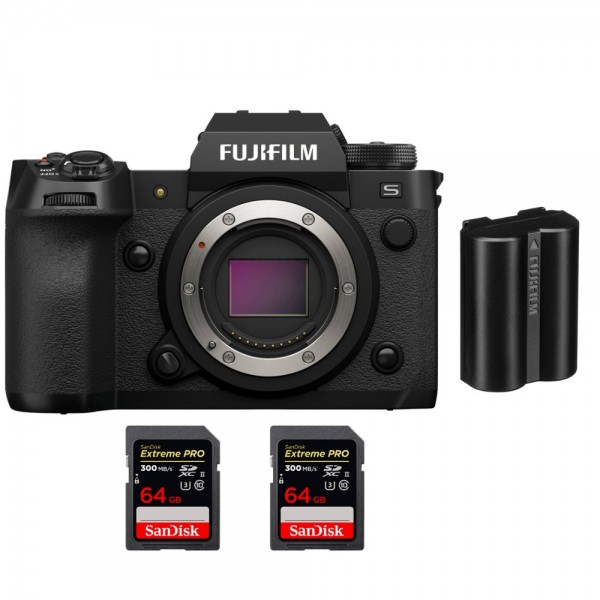 Fujifilm X-H2S + 2 SanDisk 64GB Extreme PRO UHS-II SDXC 300 MB/s + 1 Fujifilm NP-W235 - Appareil Photo APS-C-1