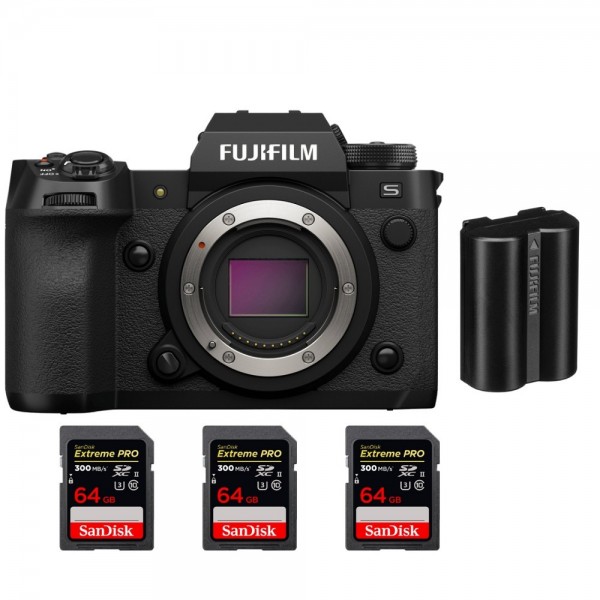 Fujifilm X-H2S + 3 SanDisk 64GB Extreme PRO UHS-II SDXC 300 MB/s + 1 Fujifilm NP-W235|MCZ DIRECT