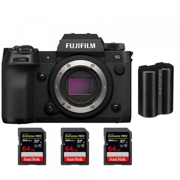 Fujifilm X-H2S + 3 SanDisk 64GB Extreme PRO UHS-II SDXC 300 MB/s + 1 Fujifilm NP-W235 - APS-C Mirrorless Camera-1