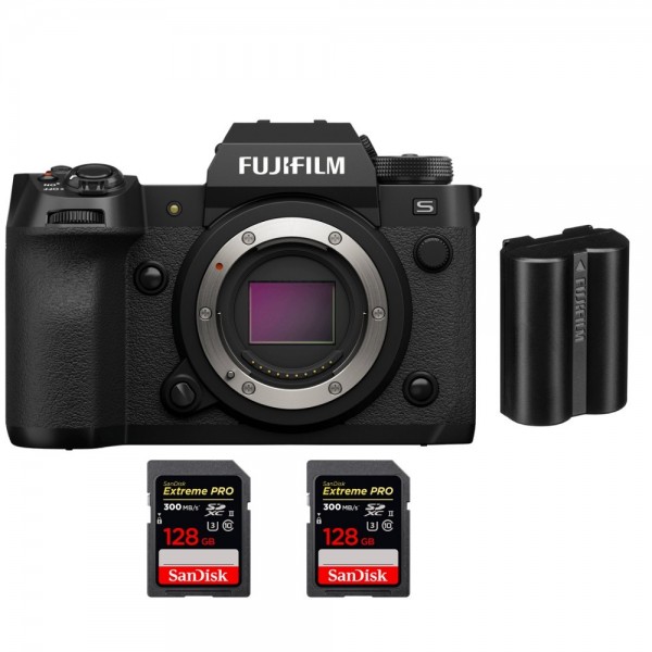 Fujifilm X-H2S + 2 SanDisk 128GB Extreme PRO UHS-II SDXC 300 MB/s + 1 Fujifilm NP-W235 - Appareil Photo APS-C-1