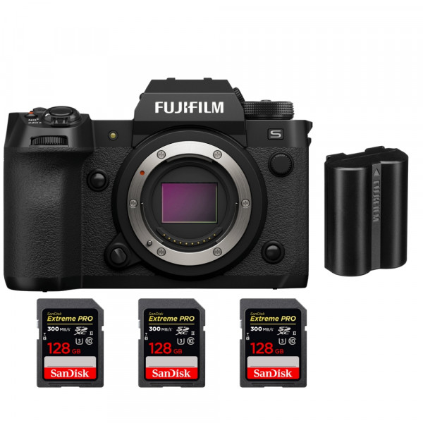 Fujifilm X-H2S + 3 SanDisk 128GB Extreme PRO UHS-II SDXC 300 MB/s + 1 Fujifilm NP-W235 - APS-C Mirrorless Camera-1