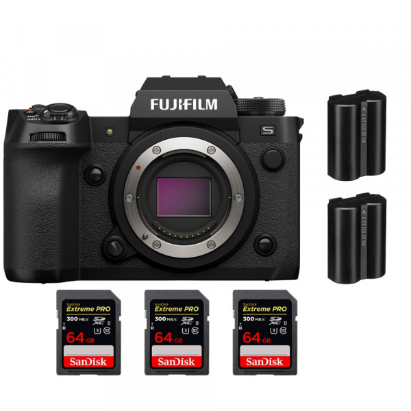 Fujifilm X-H2S + 3 SanDisk 64GB Extreme PRO UHS-II SDXC 300 MB/s + 2 Fujifilm NP-W235 - Appareil Photo APS-C-1