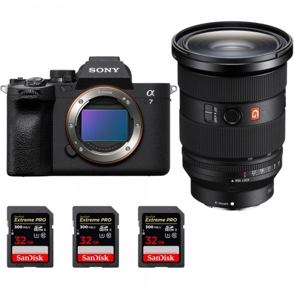 Sony Alpha 7 IV + FE 24-70mm f/2.8 GM II + 3 SanDisk 32GB Extreme