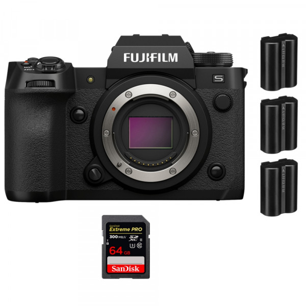 Fujifilm X-H2S + 1 SanDisk 64GB Extreme PRO UHS-II SDXC 300 MB/s + 3 Fujifilm NP-W235 - Cámara APS-C-1