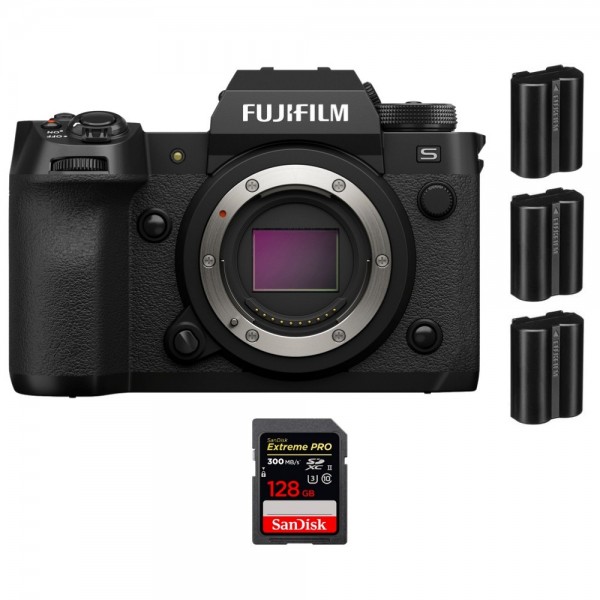 Fujifilm X-H2S + 1 SanDisk 128GB Extreme PRO UHS-II SDXC 300 MB/s + 3 Fujifilm NP-W235 - Dispositivo fotográfico APS-C|MCZ DIRECT