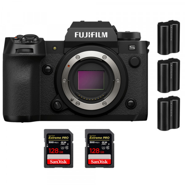 Fujifilm X-H2S + 2 SanDisk 128GB Extreme PRO UHS-II SDXC 300 MB/s + 3 Fujifilm NP-W235 - APS-C Mirrorless Camera-1