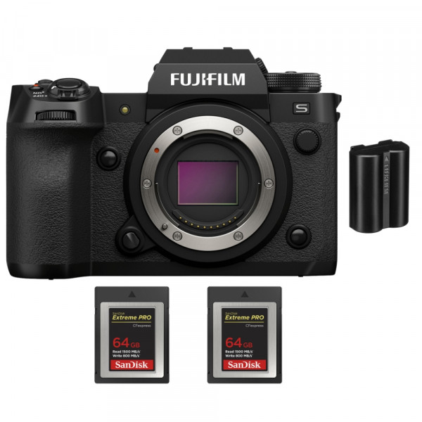 Fujifilm X-H2S + 2 SanDisk 64GB Extreme PRO CFexpress Type B + 1 Fujifilm NP-W235 - Cámara APS-C-1
