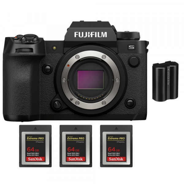 Fujifilm X-H2S + 3 SanDisk 64GB Extreme PRO CFexpress Type B + 1 Fujifilm NP-W235 - Cámara APS-C-1