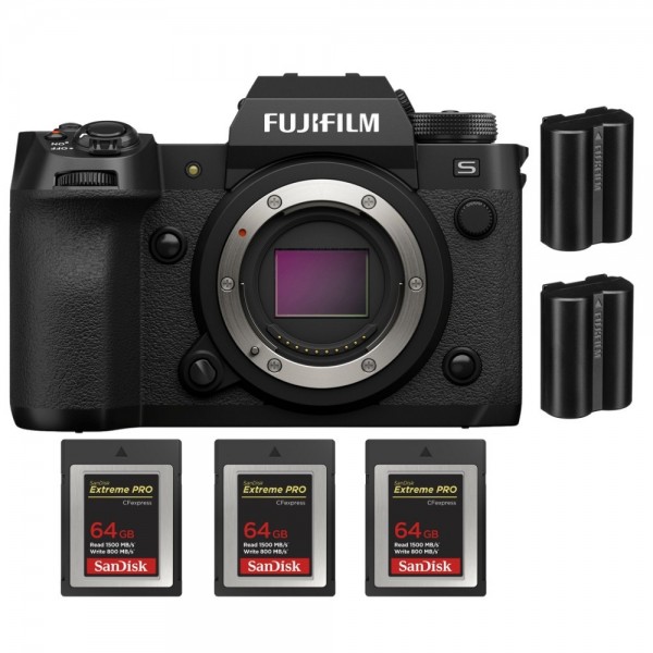 Fujifilm X-H2S + 3 SanDisk 64GB Extreme PRO CFexpress Tipo B + 2 Fujifilm NP-W235 - Dispositivo fotográfico APS-C|MCZ DIRECT