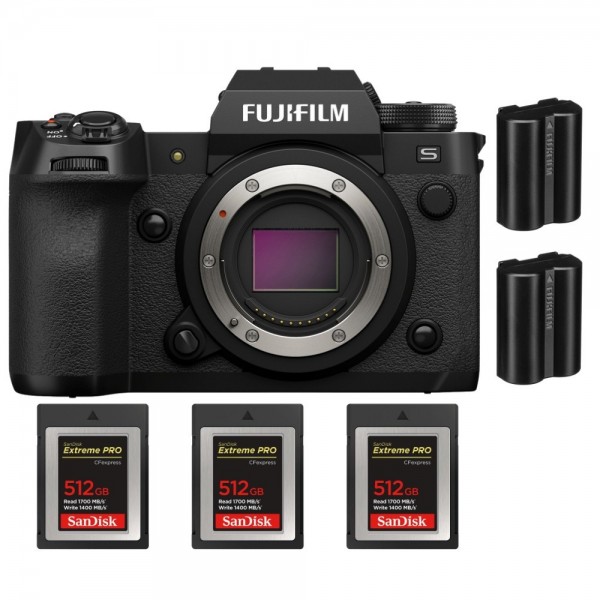 Fujifilm X-H2S + 3 SanDisk 512GB Extreme PRO CFexpress Tipo B + 2 Fujifilm NP-W235 - Dispositivo fotográfico APS-C|MCZ DIRECT