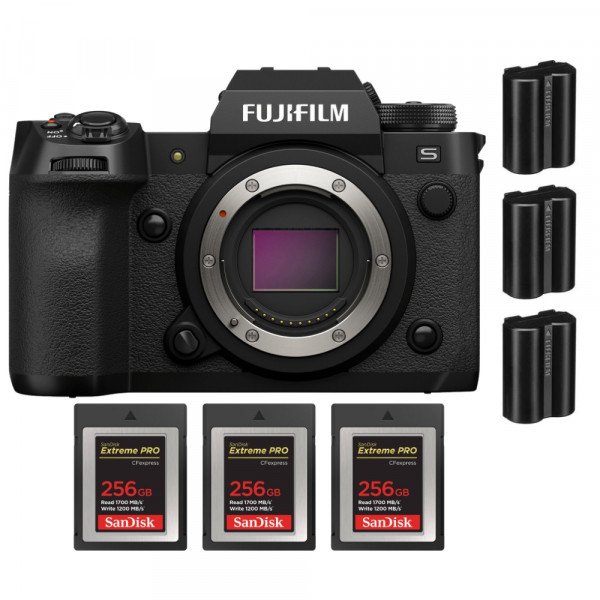 Fujifilm X-H2S + 3 SanDisk 256GB Extreme PRO CFexpress Type B + 3 Fujifilm NP-W235 - APS-C Mirrorless Camera-1