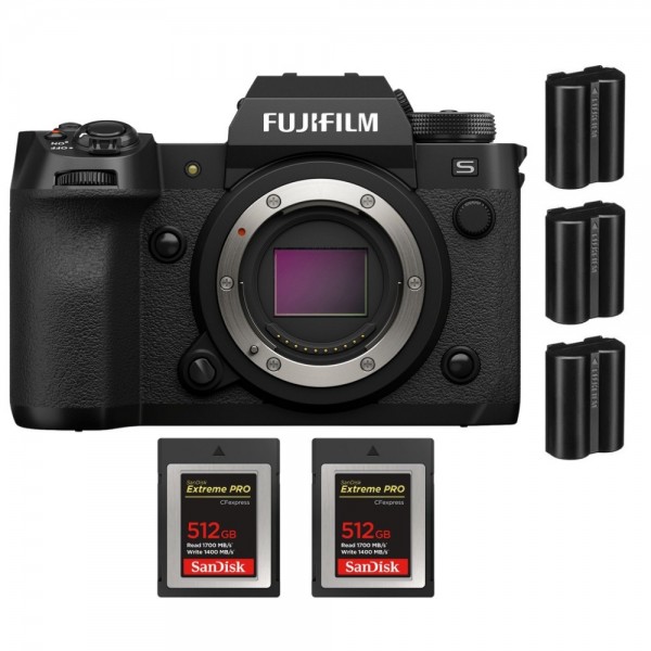 Fujifilm X-H2S + 2 SanDisk 512GB Extreme PRO CFexpress Tipo B + 3 Fujifilm NP-W235 - Dispositivo fotográfico APS-C|MCZ DIRECT