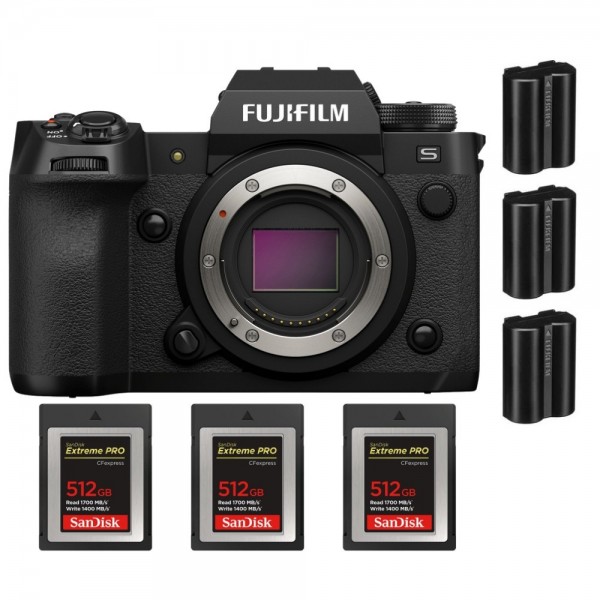 Fujifilm X-H2S + 3 SanDisk 512GB Extreme PRO CFexpress Tipo B + 3 Fujifilm NP-W235 - Dispositivo fotográfico APS-C|MCZ DIRECT