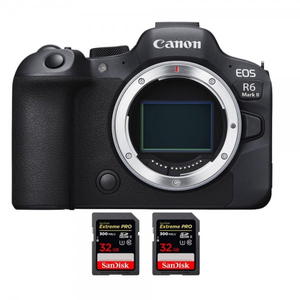 Canon EOS R6 Mark II + 2 SanDisk 32GB Extreme PRO UHS-II SDXC 300 MB/s - Appareil hybride Plein Format Canon Canon EOS R6 Mark II 1 691,00 € MCZ DIRECT