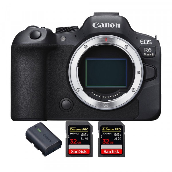 Canon EOS R6 Mark II + 2 SanDisk 32GB Extreme PRO UHS-II 300 MB/s + 1 Canon LP-E6NH - Appareil hybride Plein Format-1