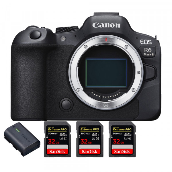 Canon EOS R6 Mark II + 3 SanDisk 32GB Extreme PRO UHS-II 300 MB/s + 1 Canon LP-E6NH - Cámara Mirrorless de fotograma completo-1