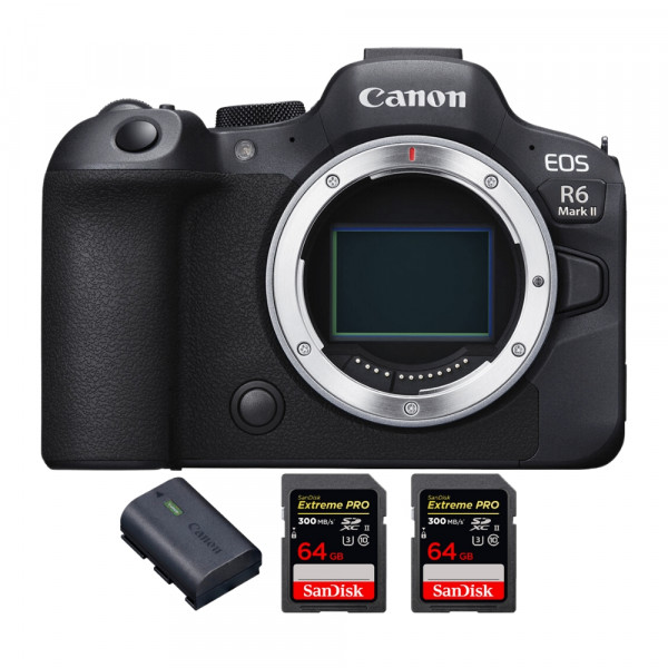 Canon EOS R6 Mark II + 2 SanDisk 64GB Extreme PRO UHS-II 300 MB/s + 1 Canon LP-E6NH - Cámara Mirrorless de fotograma completo-1
