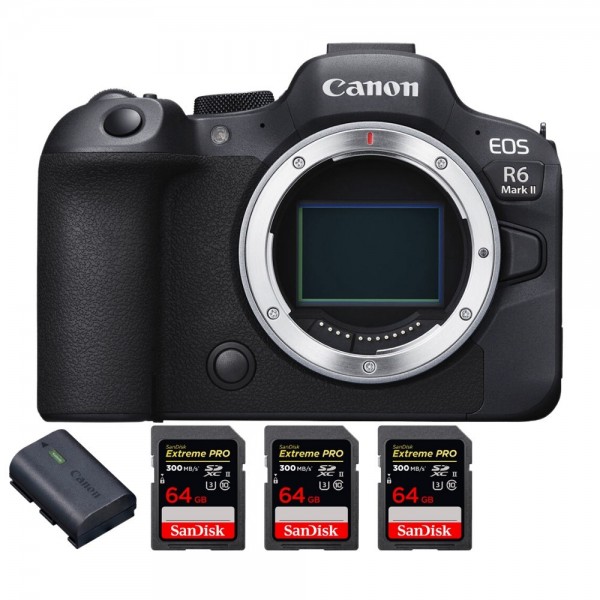 Canon EOS R6 Mark II + 3 SanDisk 64GB Extreme PRO UHS-II 300 MB/s
