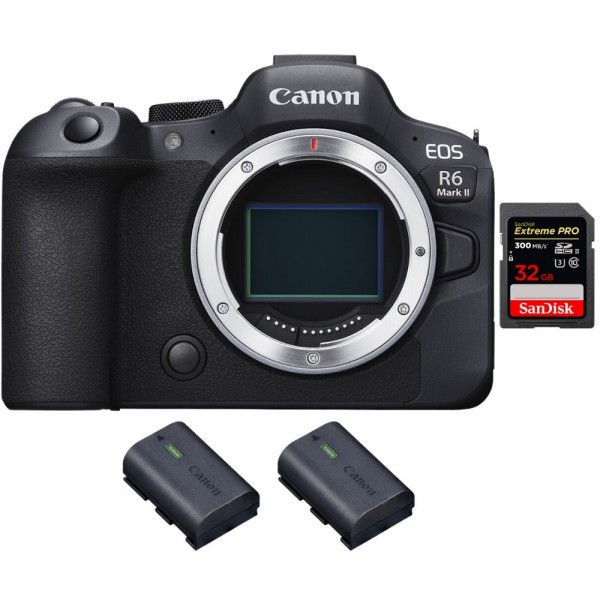 Canon EOS R6 Mark II + 1 SanDisk 32GB Extreme PRO UHS-II 300 MB/s + 2 Canon LP-E6NH - Appareil hybride Plein Format|MCZ DIRECT